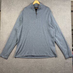 Jos A Bank Sweater Mens Size 3XLT Blue Cable-Knit 1/4 Zip Pullover Geometric NWT